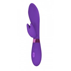 Фиолетовый вибратор Leyla с клиторальным отростком - 20,5 см.