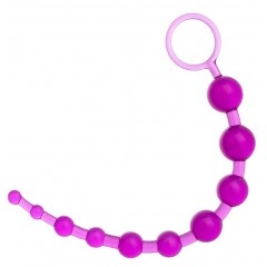 Фиолетовая анальная цепочка с кольцом - 30 см.