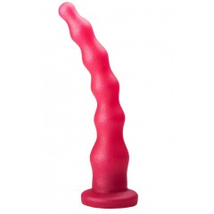 Розовый удлинённый анальный стимулятор с шариками - 22 см.