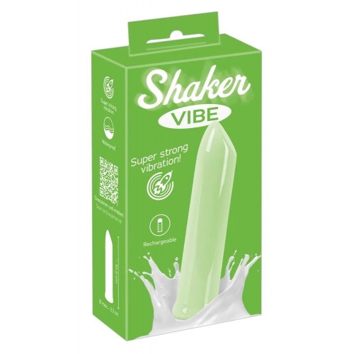 Зеленая вибропуля Shaker Vibe - 10,2 см.